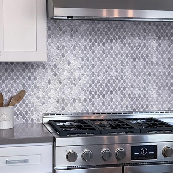 Bardiglio Octagon With Oriental White Dot Marble Mosaic Tile Online - Image 3