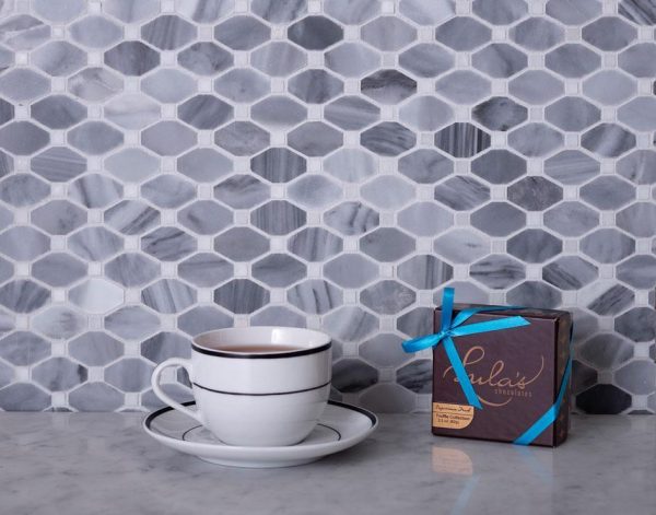 Bardiglio Octagon With Oriental White Dot Marble Mosaic Tile Online - Image 5