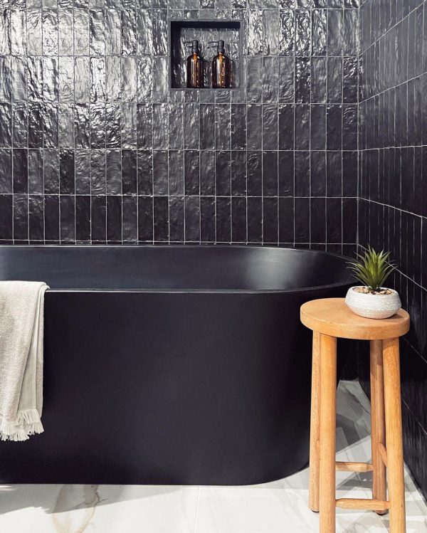 Mallorca Black Ceramic Subway Tile 2.5x8 Online now - Image 2