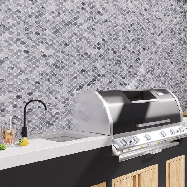 Bardiglio Octagon With Oriental White Dot Marble Mosaic Tile Online