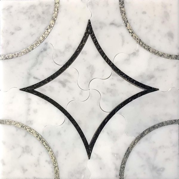 Roman Diamond Carrara White Waterjet Mosaic With Silver Lines Fashion - Image 4