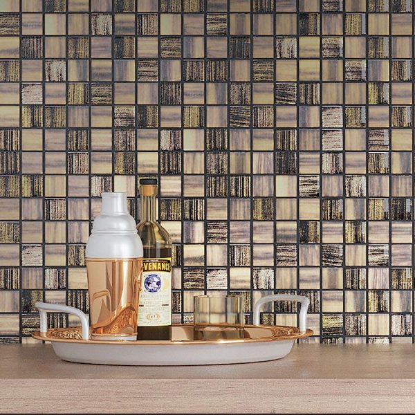 Charcoal Foil And Frosted Square Mosaic Tile Online - Image 4