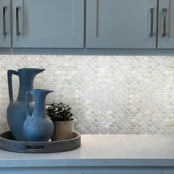 White Mother of Pearl Oval Mosaic Tile Online now