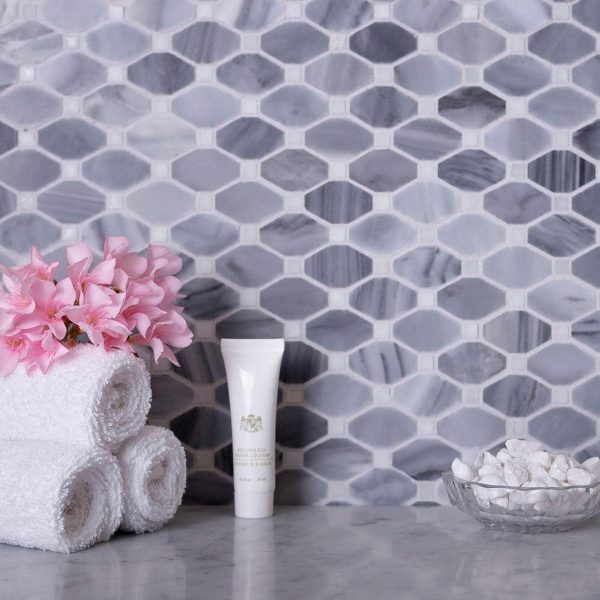 Bardiglio Octagon With Oriental White Dot Marble Mosaic Tile Online - Image 4