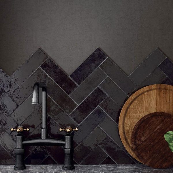 Mallorca Black Ceramic Subway Tile 2.5x8 Online now