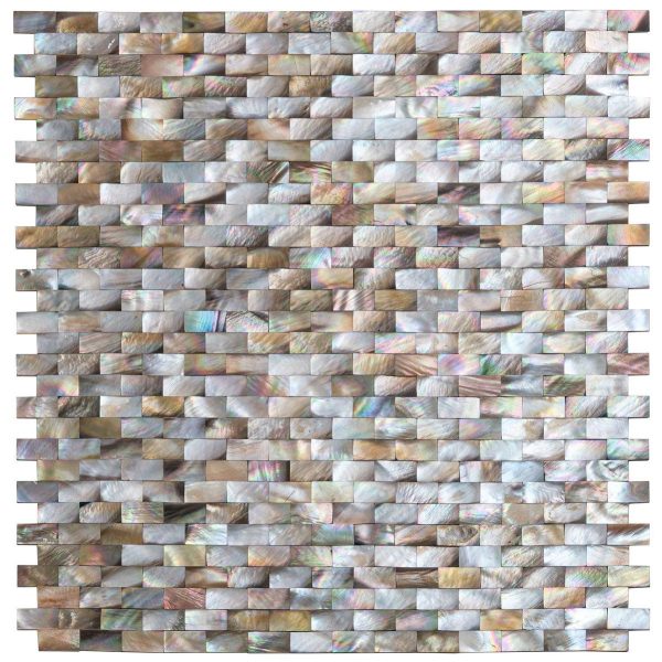 Mother Of Pearl Gold Bricks Mosaic Tile Fashion