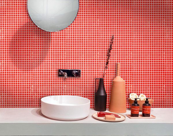 Cayenne Pepper Red Squares Glass Pool Tile Discount - Image 2