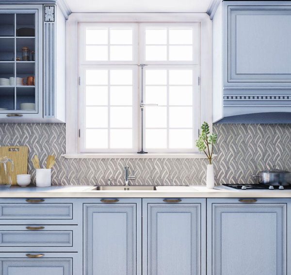 Sail Azul Cielo Etched and Imperial White Marble Mosaic Tile For Discount - Image 4