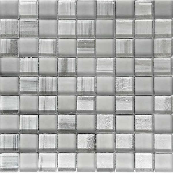 Snow White Foil Glossy And Frosted Square Mosaic Tile Discount - Image 2
