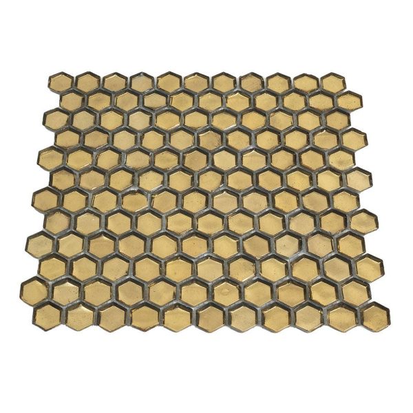 Glossy Gold Hexagon Glass Mosaic Tile on Sale - Image 3